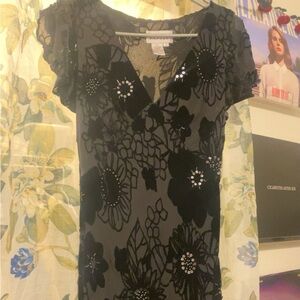 Vintage floral print dress with silver embellishments